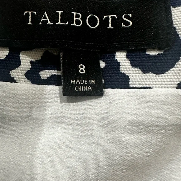 TALBOTS LACE-TRIMMED WOODBLOCK FLORAL STRETCH COTTON CANVAS SKIRT - Picture 4 of 5